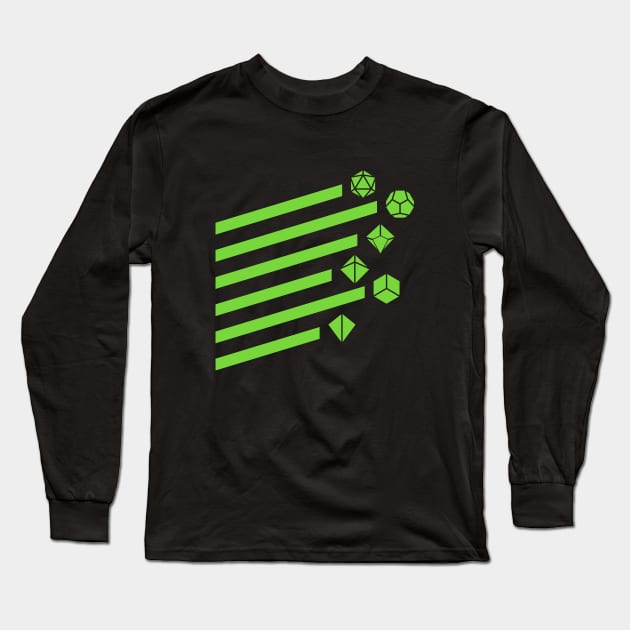 Green Retro Polyhedral Dice Set Long Sleeve T-Shirt by pixeptional